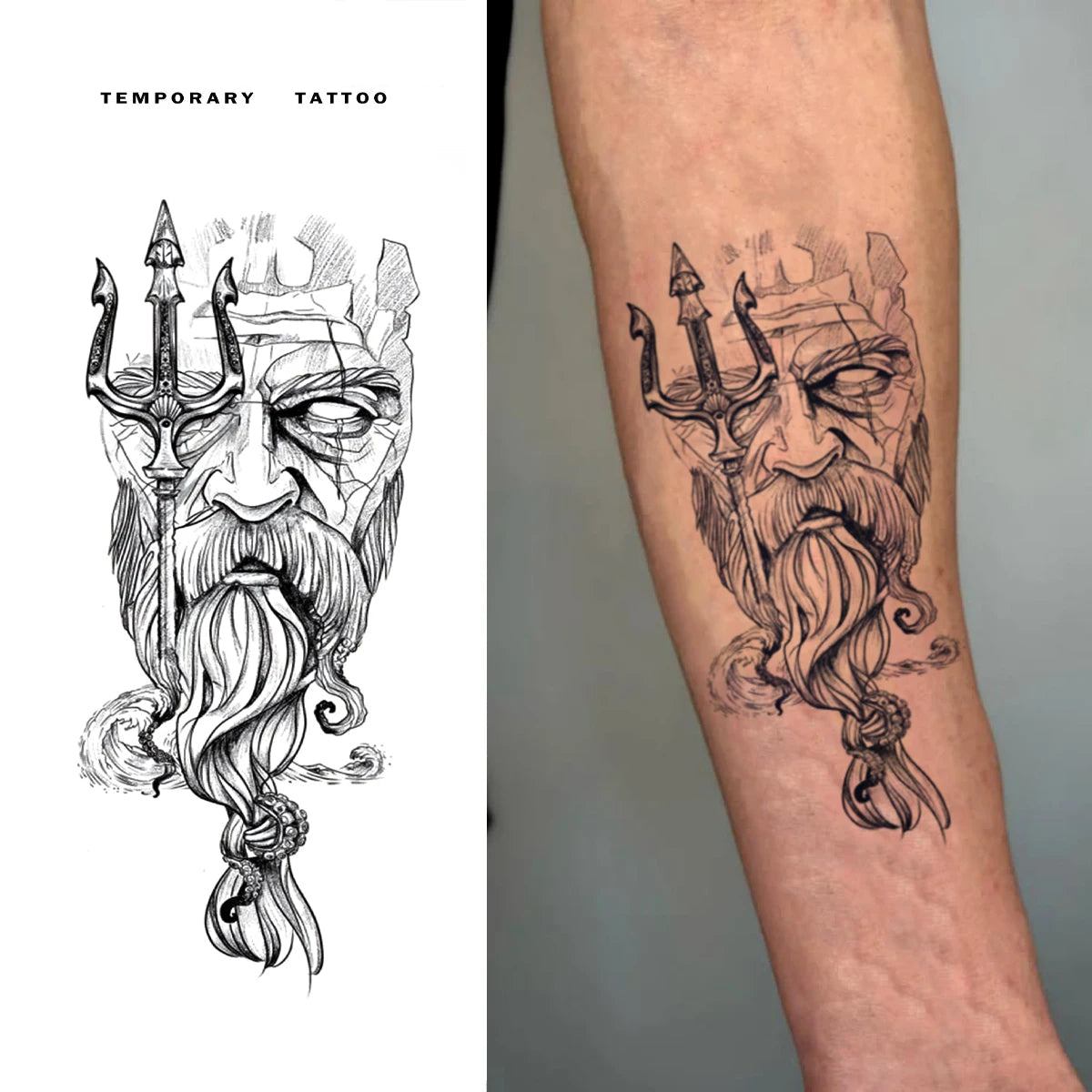 Poseidon's Wrath Temporary Tattoo