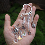 Natural Quartz Crystal Charm Ear Cuffs Sun Moon Single Ear Clip