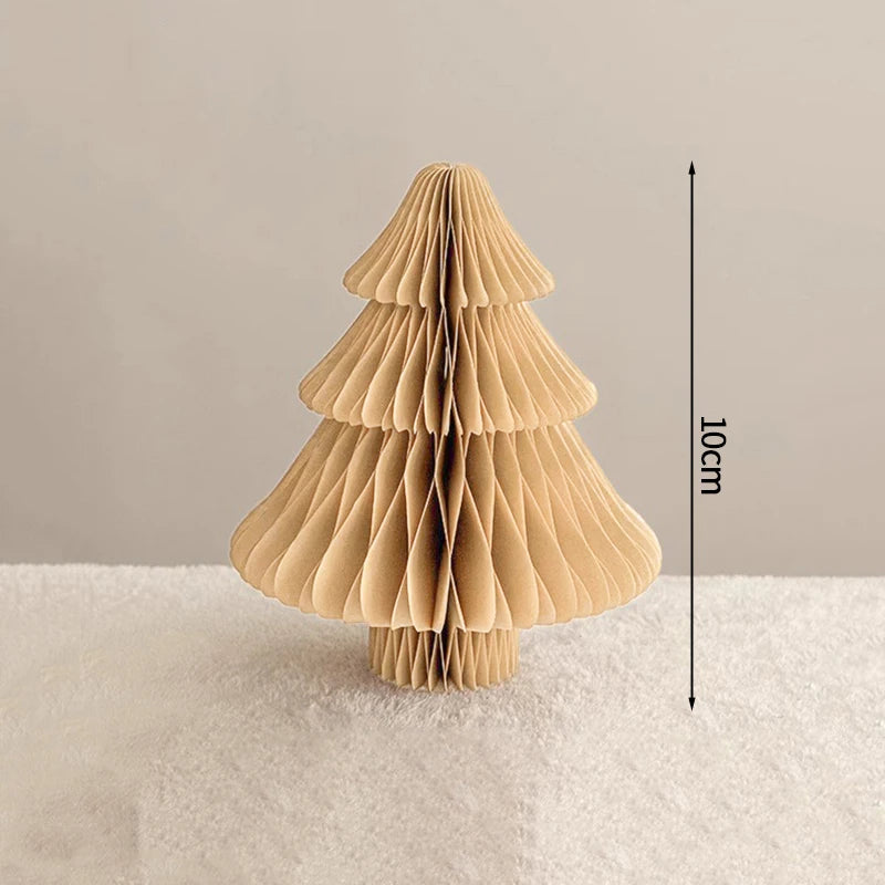 Christmas Paper Honeycomb Decorations Ball Folding Christmas Tree Table 3D Ornaments
