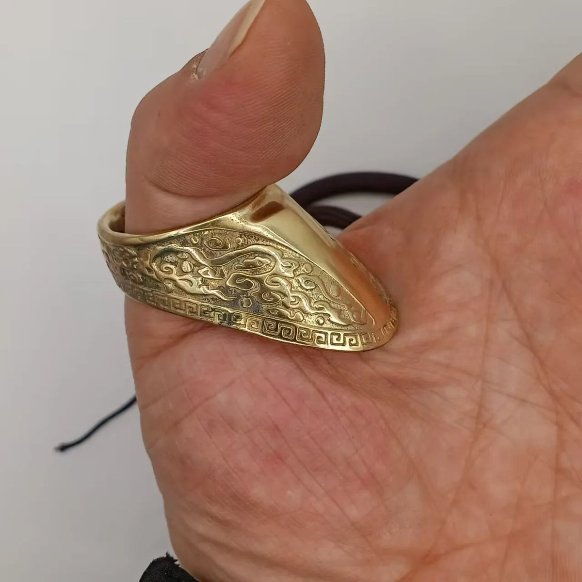 Engraved Archery Thumb Ring Tibetan Silver Banzhi Archery Gear