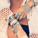 Bohemian Metal Lace Finger Bracelet Festival Turkish Slave Bracelets Gypsy Tribal