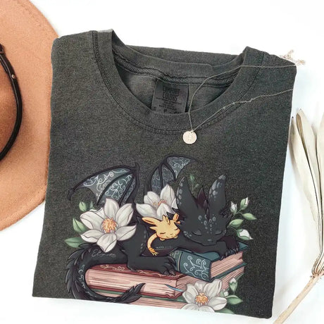 Fantasy Book Lover Dragon T-Shirt 100% Cotton