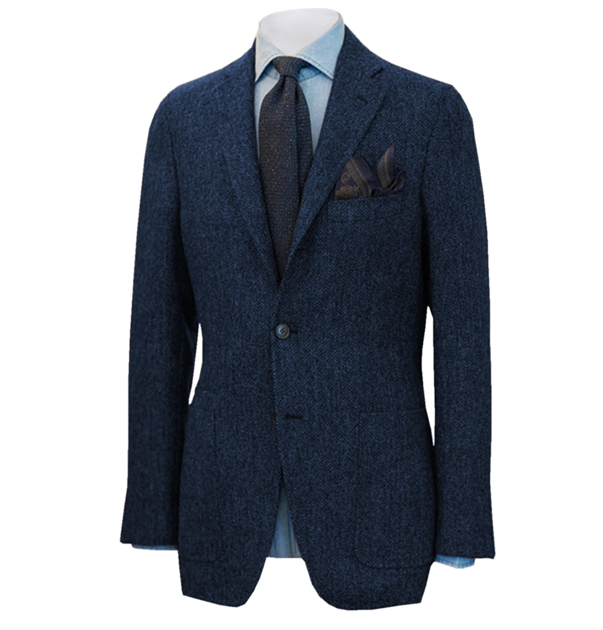 Mens British Herringbone Tweed Wool Suit Jacket