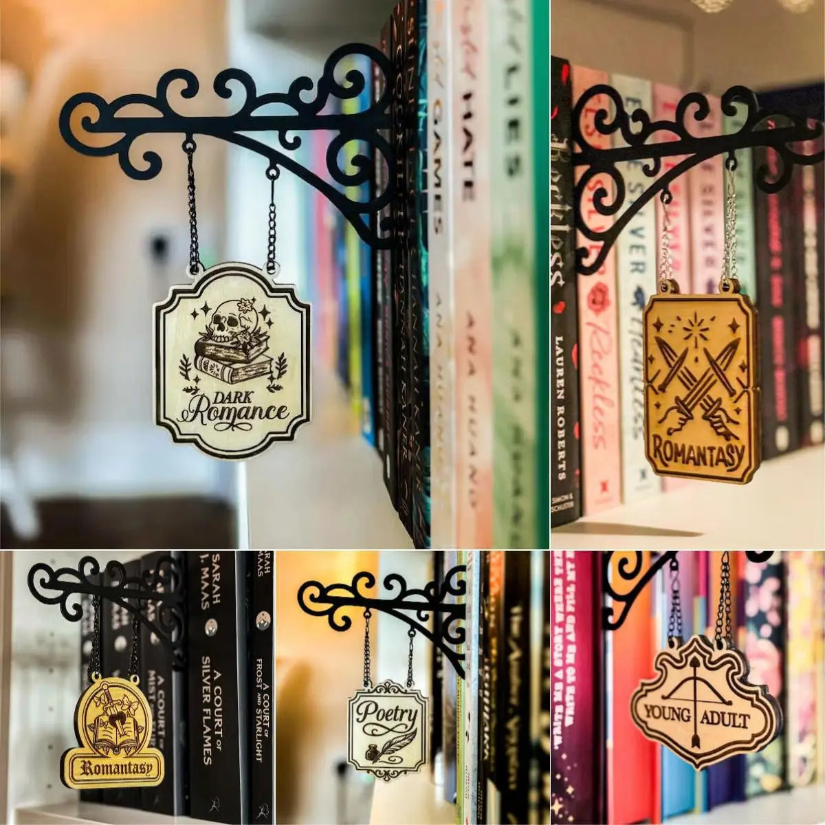 Bookshelf Decor Literary Hangable Signs Gifts for Book Lovers