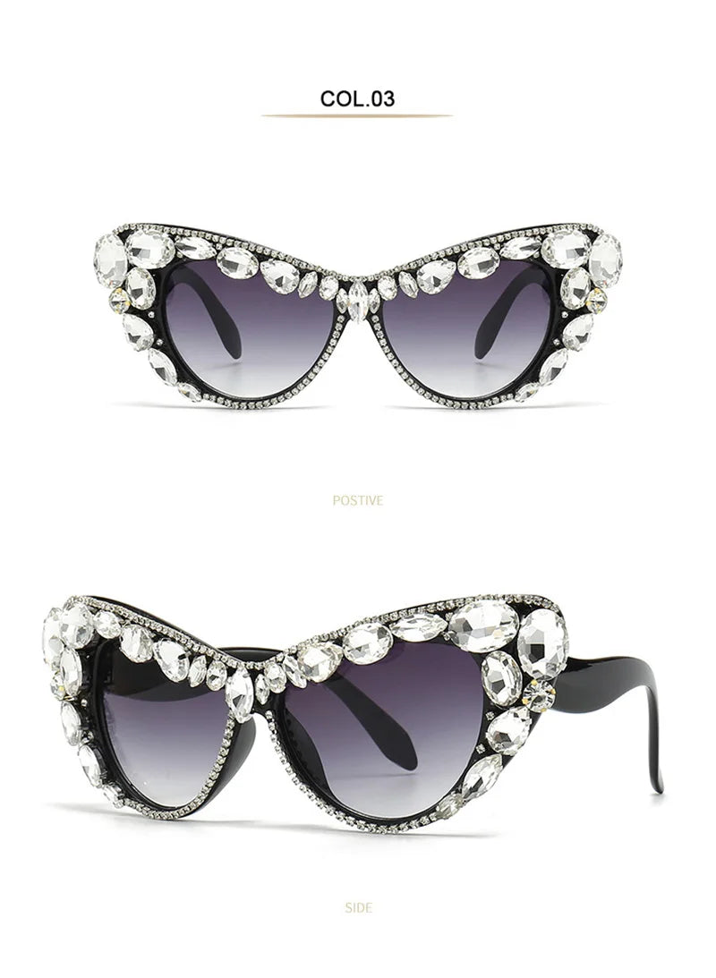 Katy's Crystal Rhinestone Cat Eye Sunglasses Funglasses UV400