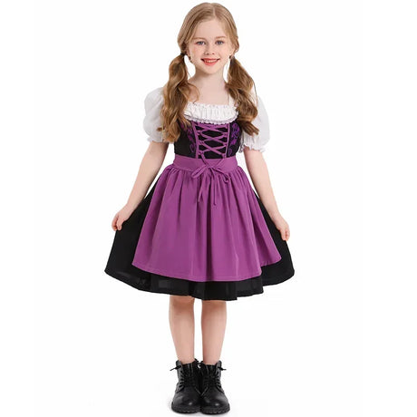 Girls German Dirndl Dress Oktoberfest Costume Witch Cosplay Costume