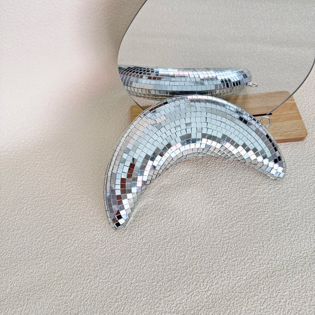 Hanging Moon Disco Mirror Ball Mirror Ornament Decor