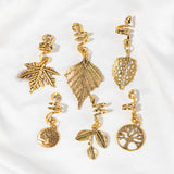 6pcs/set Gold Hair Braid Rings Dreadlock Beads Cuff Clips