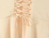 Laced Back Satin Sling Slip Dress Layering Piece
