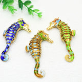 One Big 10cm Seahorse Cloisonné Enamel Movable Joint Pendant Charm DIY Jewellery Making