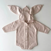 Baby and Toddler Knitted Romper Bear Bunny Ear Hooded Jumpsuits for Boys Girls