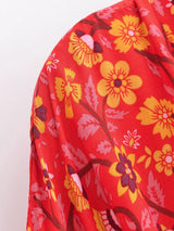 Red Flower Boho Cover Up Kimono