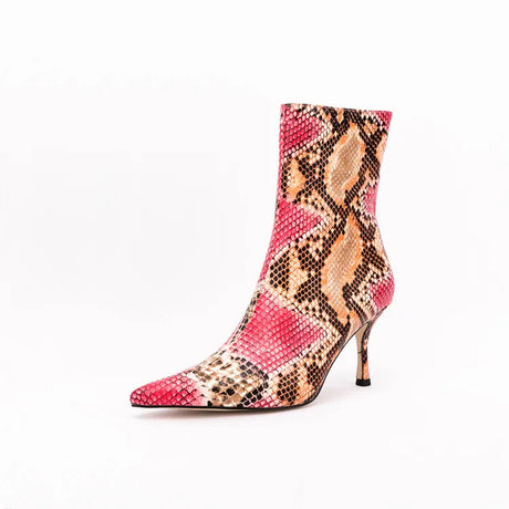 Sssseriously Ssssasssy Sssshort Boots Black Red Snake Ankle Boots