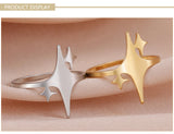 Four Pointed Sparkle Star Ring Stainless Steel