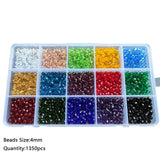 24 Colour Bicone Crystal Glass Beads Set with Storage Case Sparkling Faceted Beads for Jewellery Making DIY Craft