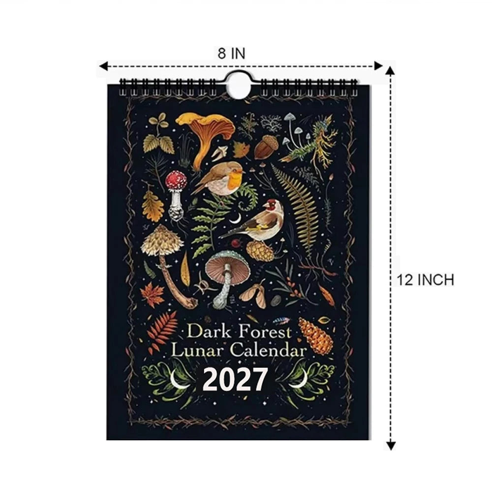 2027 Dark Forest Lunar Wall Calendar 12-Month Moon Phases