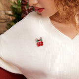 Red Enamel Christmas Mittens Brooches