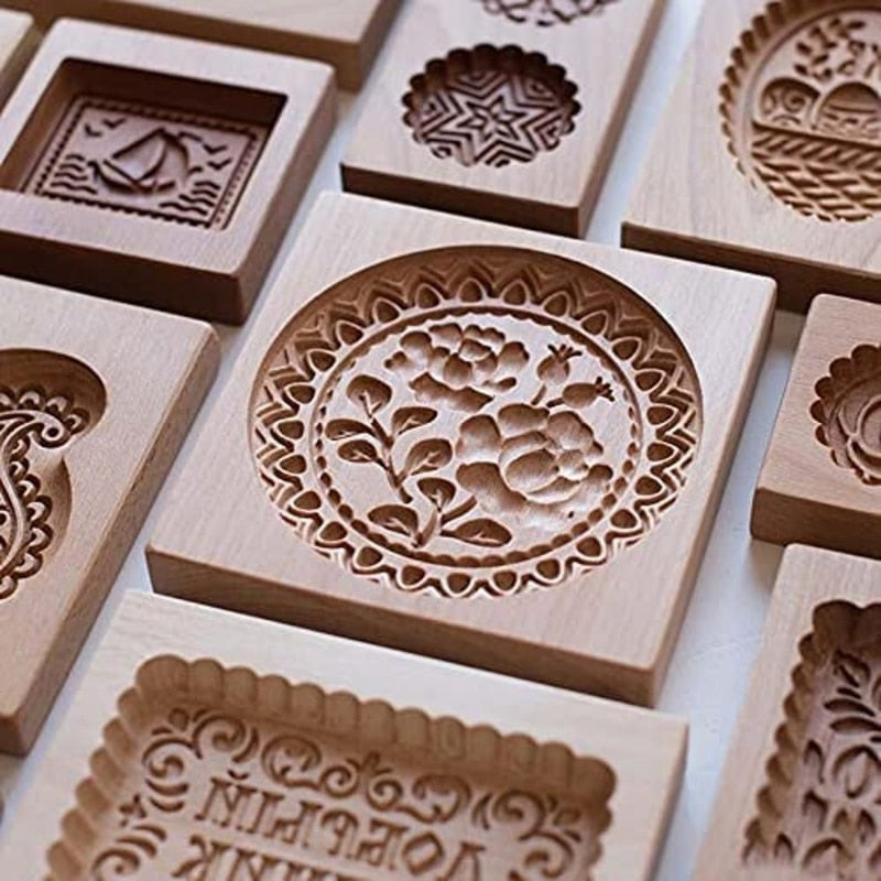 Wooden Shortbread Mould Cookie or Clay Embossing Moulds