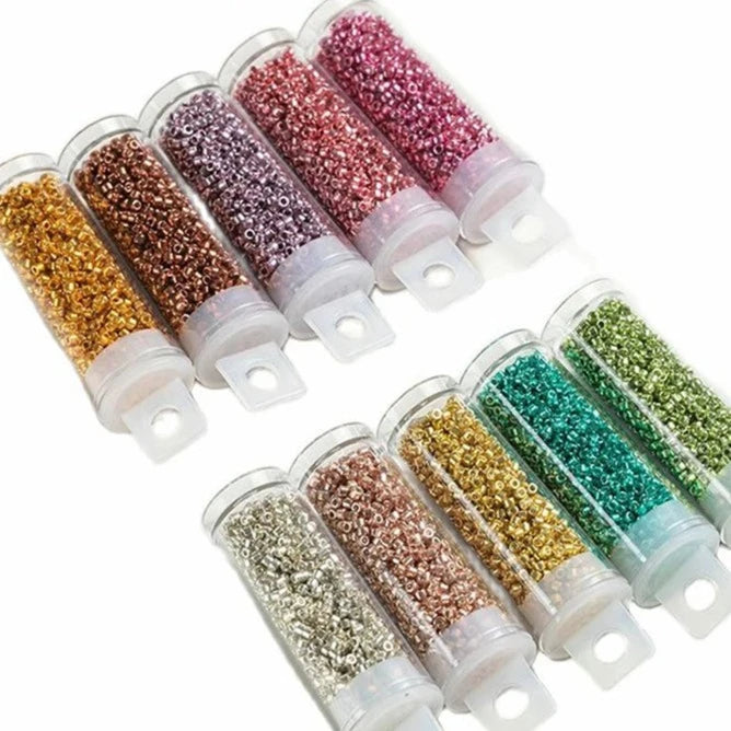1200pcs 2mm Metallic Bronze Golden Glass Seed Beads for Needlework DIY Jewellery Making