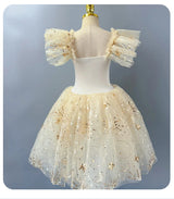 Fairy Tale Princess Gold Sequin Ballet Long and Short Tutu Dresses Dance Performance Wear