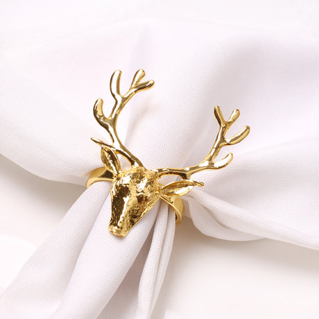 4Pcs Deer Napkin Rings Christmas Elk Head Alloy Xmas Reindeer Dining Table Decor