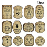 12/24pcs Halloween Witches Bottle Labels Stickers Potion Labels Halloween Decoration