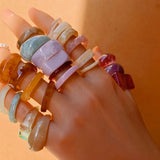 Set of 25 Vintage Bohemian Style Rings Acrylic Resin Gold Foil Ring Set