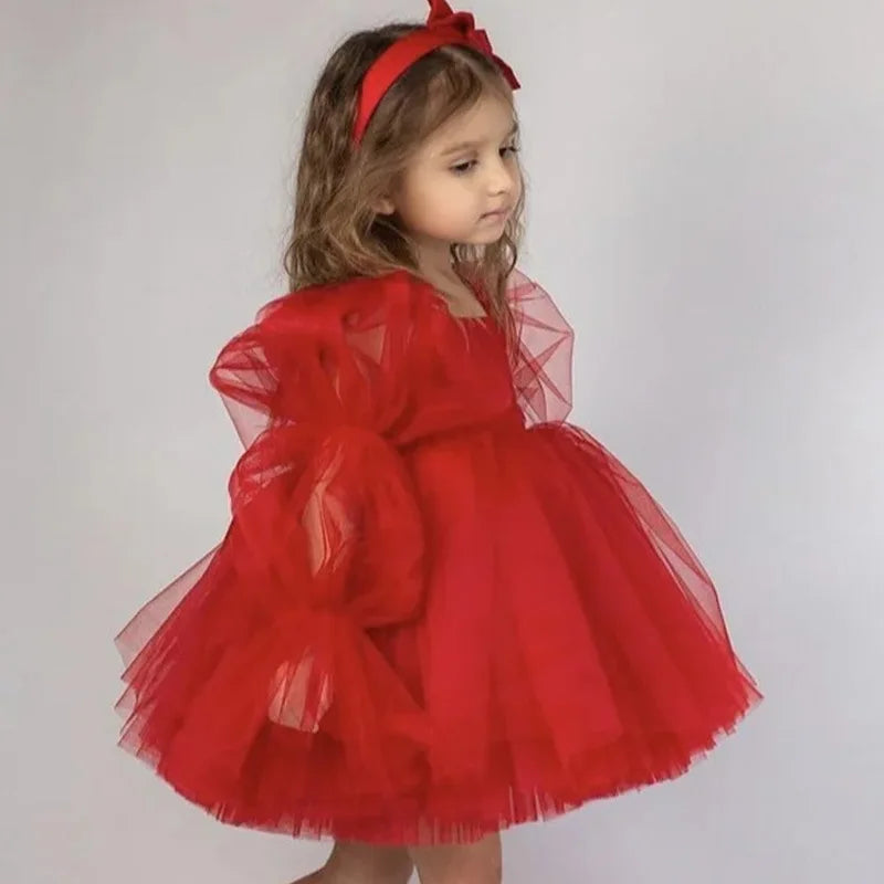 Fashions on The Field Girl Tutu Dress Puff Sleeve Infant Toddler Wedding Party Birthday Dress