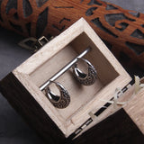 Filigree Stainless Steel Huggie Earrings for Men with Wooden Box
