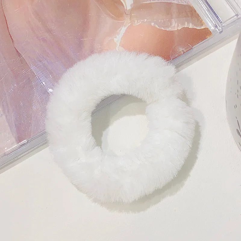 Dopamine Colour Fluffy Scrunchie Hair Bands Ponytail Holder Hair Accessories