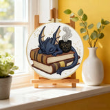 Library Dragon 20X20CM/15X15CM DIY Embroidery Kit for Beginners