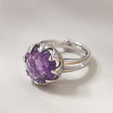 Nymphaea's Jewel S925 Sterling Silver Ring Natural Amethyst Morganite Zircon