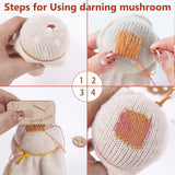 Wooden Mushroom Darning Kit Loom Complete Craft Supplies Sock Repair Kit Mending Tool For Embroidery DIY Crafts Clothes Fabric