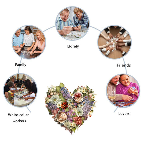 Love Bouquet Heart Wooded Jigsaw Puzzle