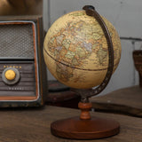 World Globe Earth Map Retro Wooden Base Desk Decor