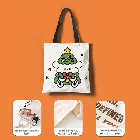 W-Weird G-Girls Club Storage Bags Double-Sided Print Canvas Tote Bag Large Capacity Shopping Bag