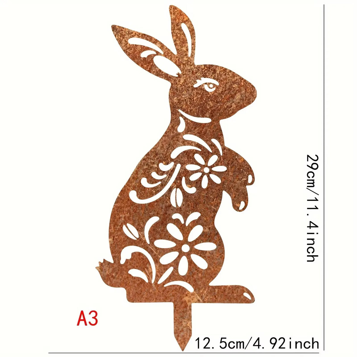 Rustic Metal Rabbit Garden Stake Rusty Bunny Silhouette