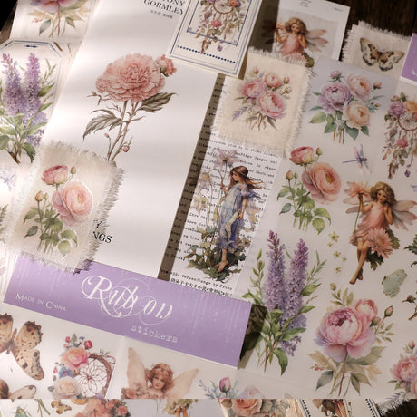 2 Sheet RUB ON Fairy Stickers Junk Journal Craft Transfer Rose Butterfly Stickers DIY Scrapbooking Craft Stickers