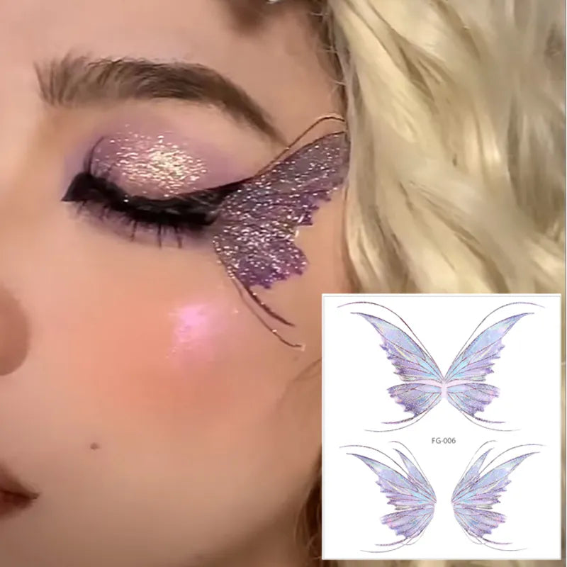 Temporary Tattoo Glitter Fairy Butterfly Face Tattoos