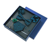 Men's 8pcs Tie Set Wedding Cravat Silk Bowtie Pocket Square Cufflinks Brooch Box Set Gifts For Men