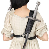 Back Sword Scabbard Katana Holder Medieval Pirate Knight Viking Warrior PU Leather Cosplay Props