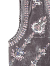 Janet's Floral Embroidered Velvet Vest Waistcoat