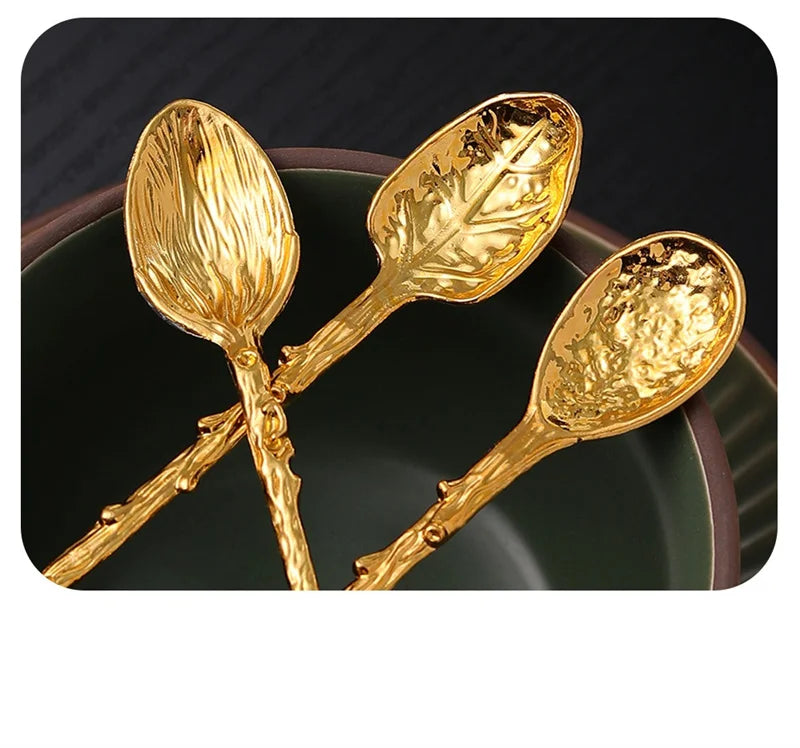 Golden Dragonfly Flower Bird Starfish 11CM Mini Spoon Teaspoon