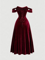 Va-Va Wine Red Velvet Dress
