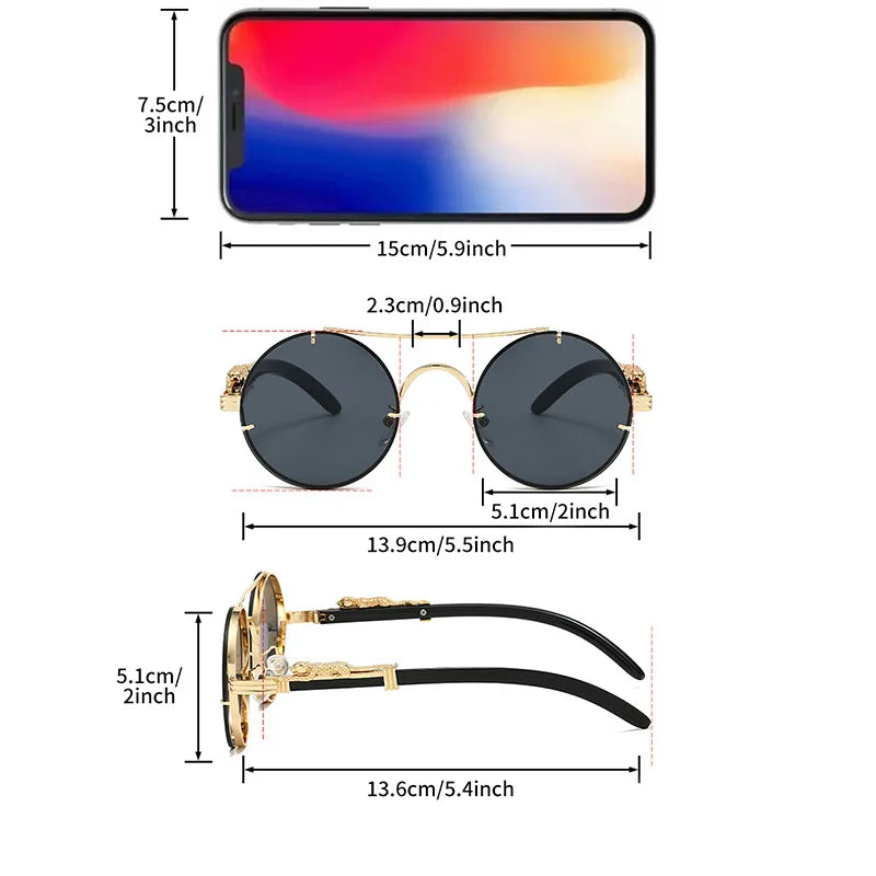 Round Retro Cape Sunglasses Double Bridge