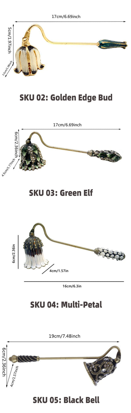 Candle Snuffers Enamel Diamonte Encrusted Long Handle Candle Extinguishers Home Decor