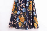 Sharona's Navy Blue Floral Print Spaghetti Strap Dress