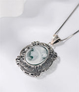 Kindred Spirit S925 Sterling Silver Pendants Blue Agate Portrait Jewelry