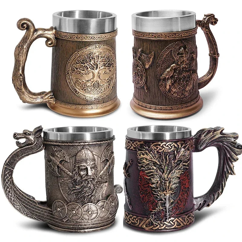 Viking Tree of Life Beer Mug Stainless Steel