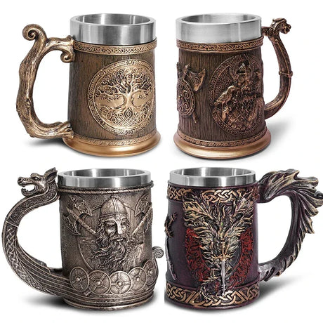 Viking Tree of Life Beer Mug Stainless Steel